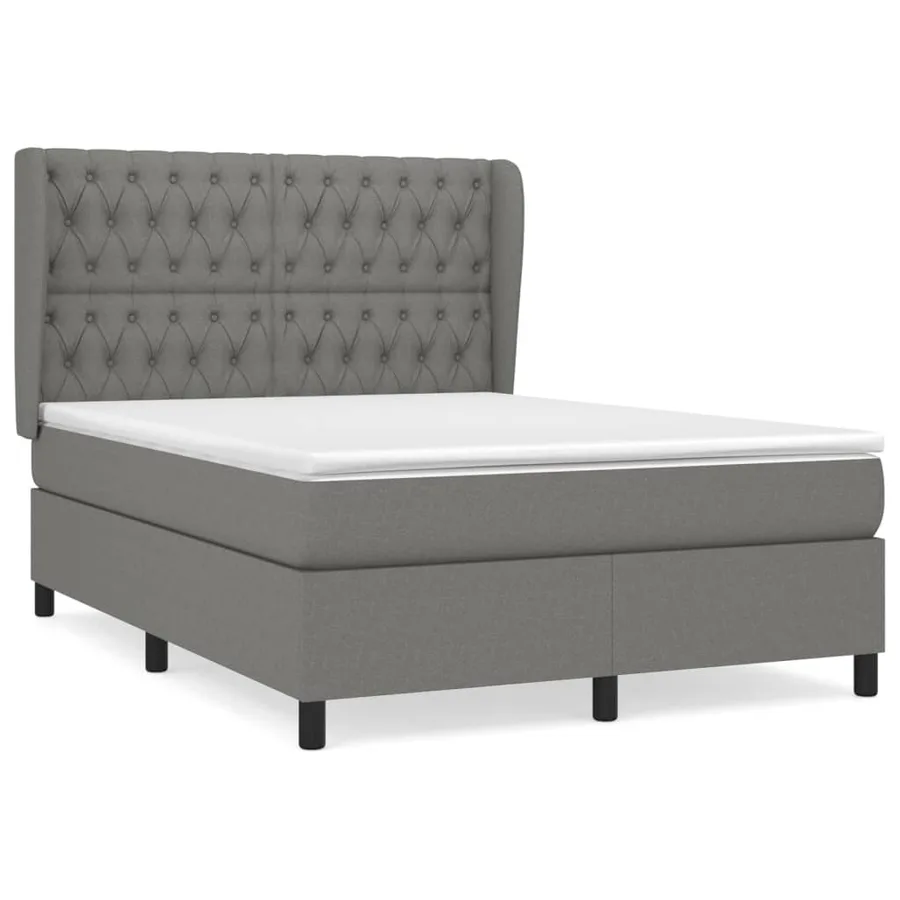 Sommier à lattes de lit avec matelas Gris foncé 140x190cm Tissu - 2
