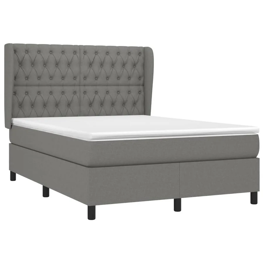 Sommier à lattes de lit avec matelas Gris foncé 140x190cm Tissu - 3