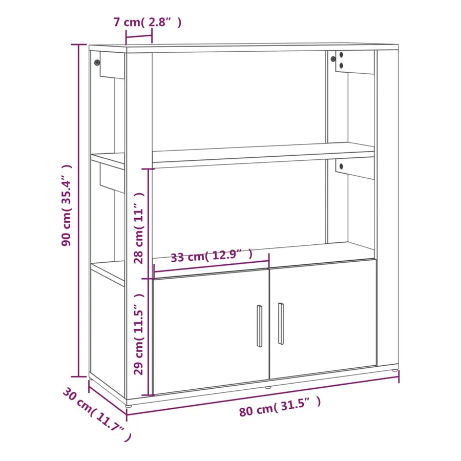 Buffet Sonoma gris 80x30x90 cm Bois d'ingénierie - 10