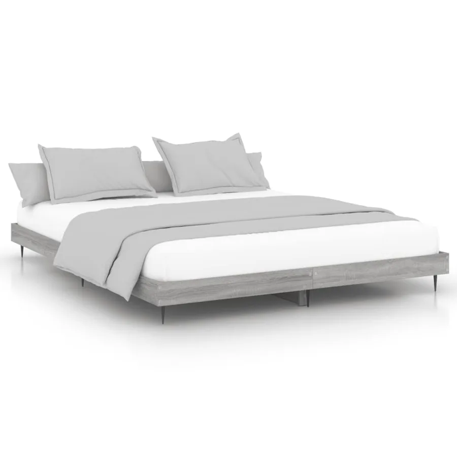 Cadre de lit sans matelas sonoma gris 160x200cm bois ingénierie - 2