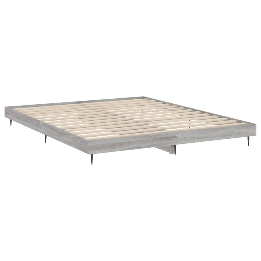 Cadre de lit sans matelas sonoma gris 160x200cm bois ingénierie - 5