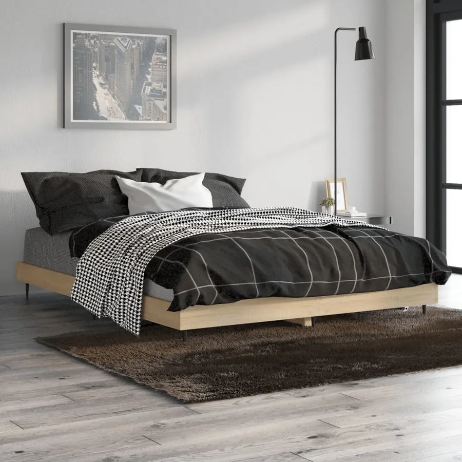 Cadre de lit sans matelas chêne sonoma 140x190 cm - 4