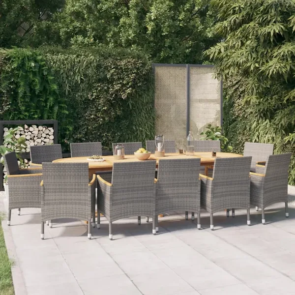Ensemble à manger de jardin 13 pcs avec coussins Gris