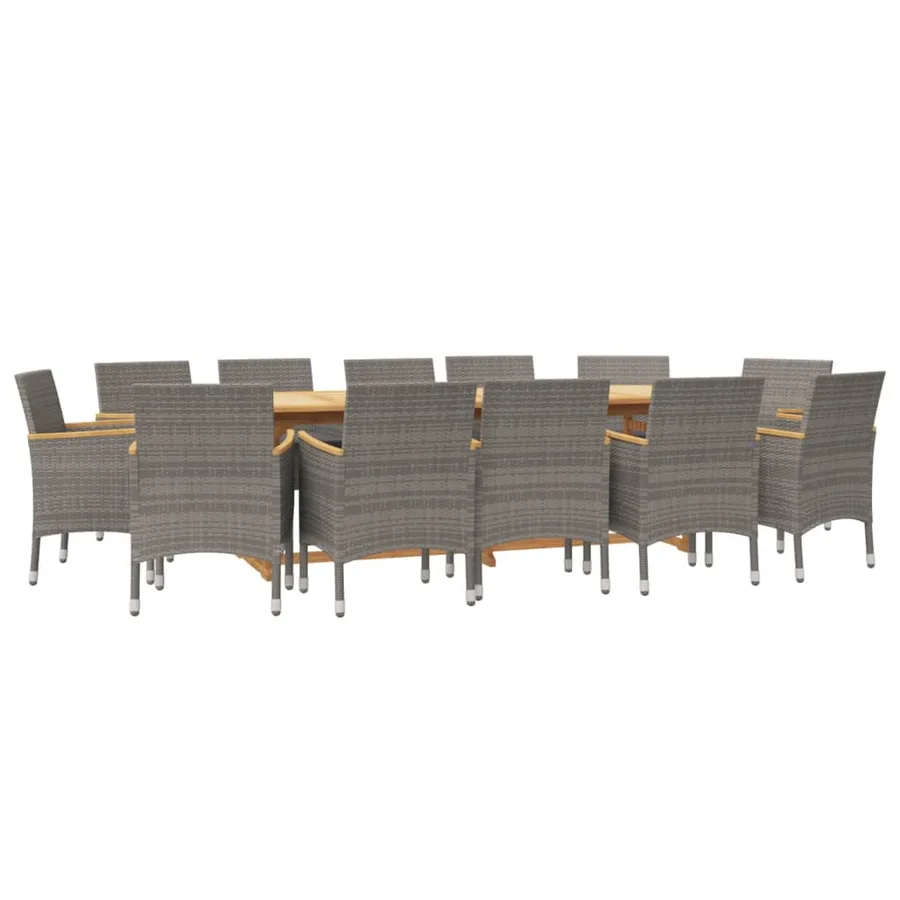 Ensemble à manger de jardin 13 pcs avec coussins Gris - 3