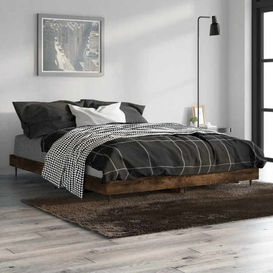 Cadre de lit sans matelas chêne fumé 140x190 cm bois ingénierie - 4