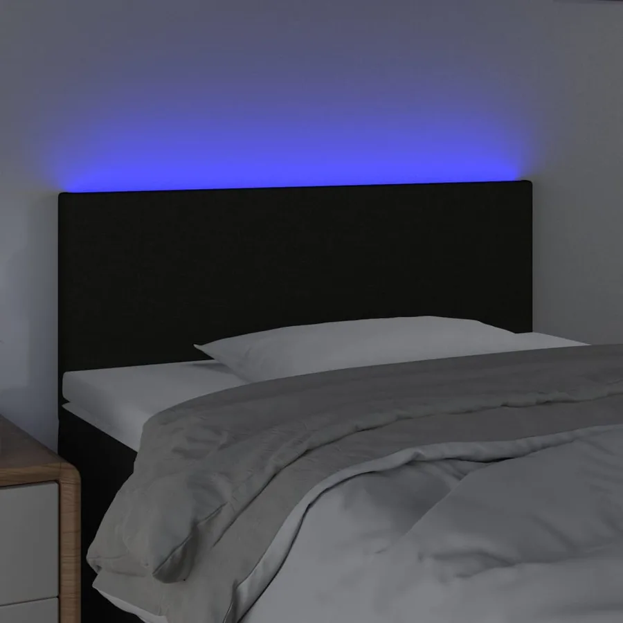 Tête de lit à LED Noir 100x5x78/88 cm Tissu - 3
