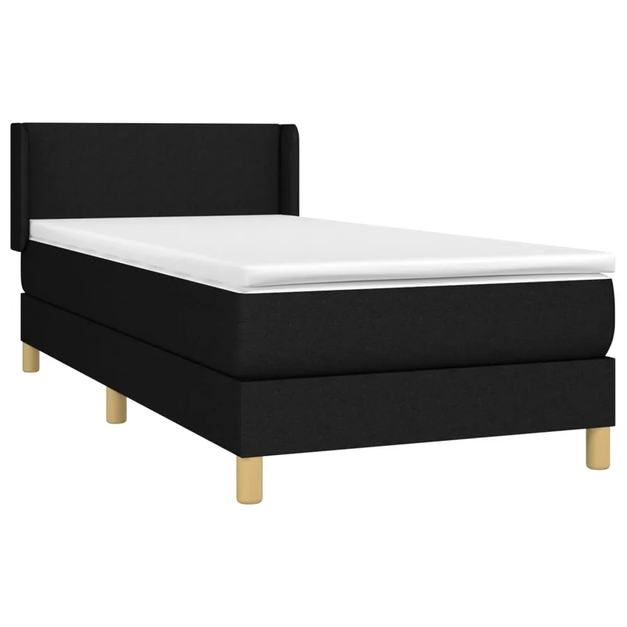 Sommier à lattes de lit avec matelas Noir 100x200 cm Tissu - 3