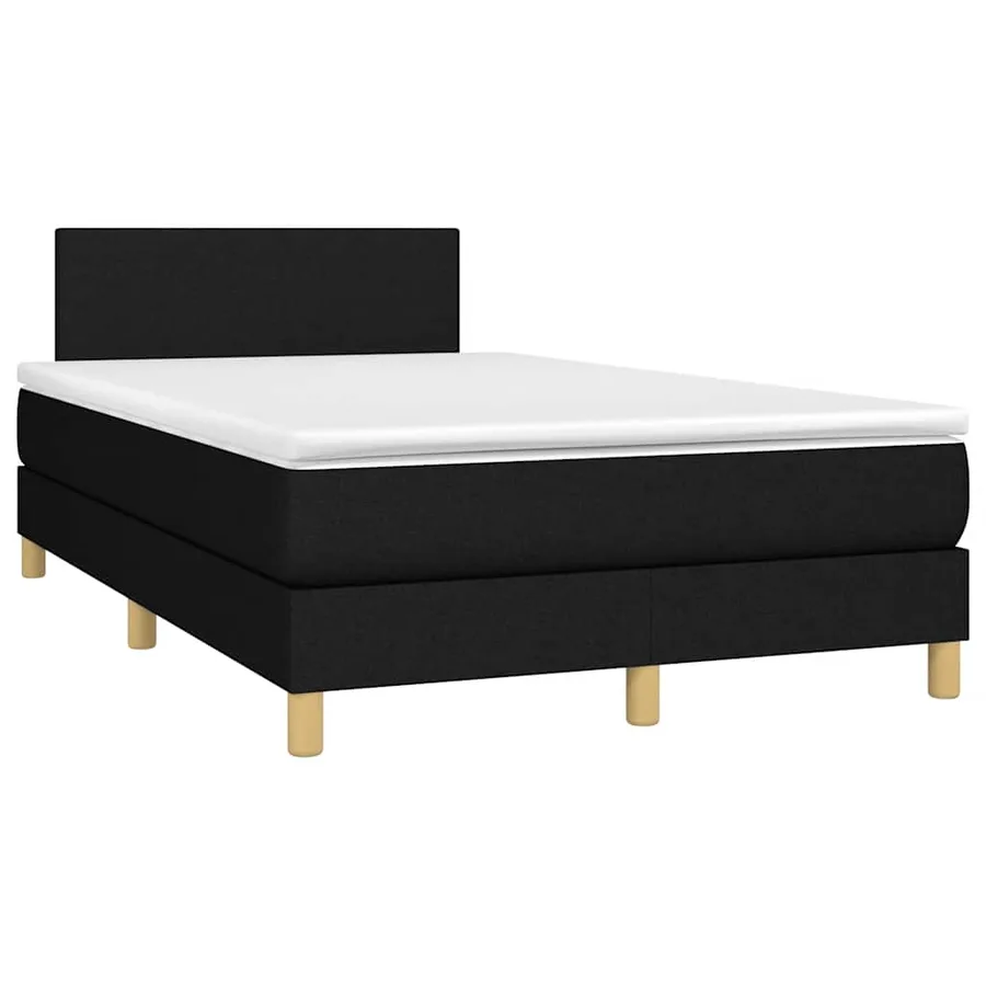 Sommier à lattes de lit avec matelas LED Noir 120x200 cm Tissu - 3