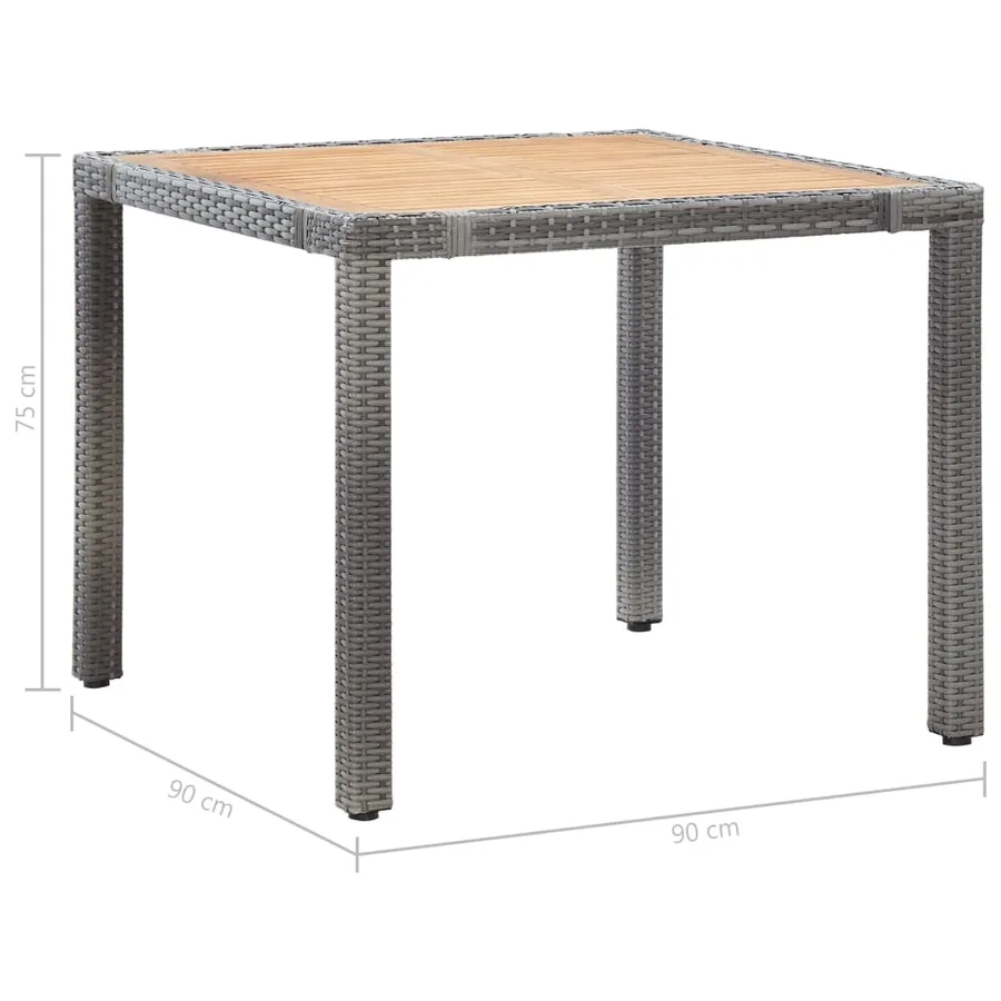 Ensemble à manger de jardin coussins 5pcs Résine tressée Gris - 10