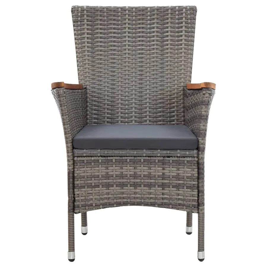 Ensemble à manger de jardin coussins 5pcs Résine tressée Gris - 6