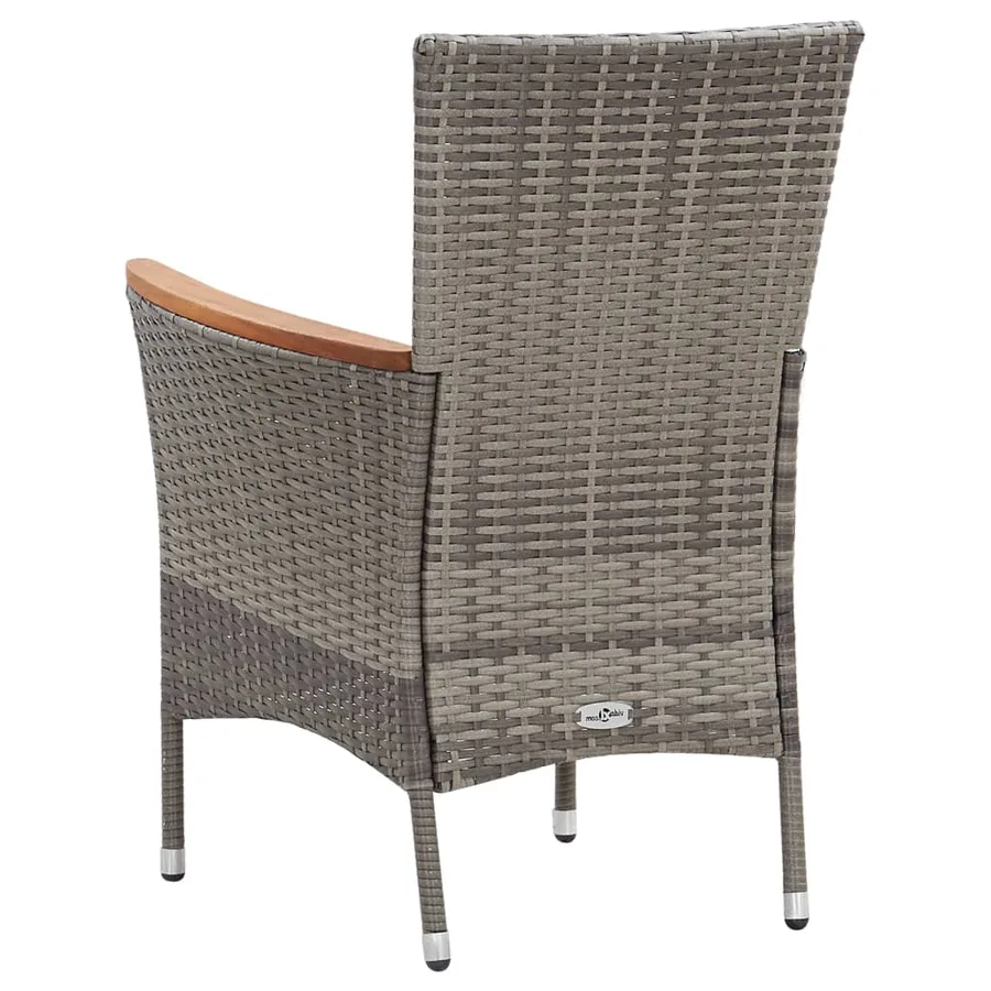 Ensemble à manger de jardin coussins 5pcs Résine tressée Gris - 8