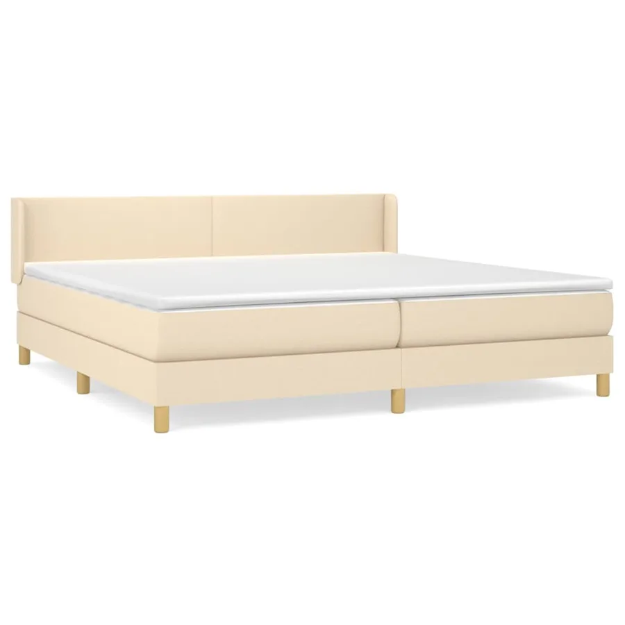 Sommier à lattes de lit avec matelas Crème 200x200 cm Tissu - 2