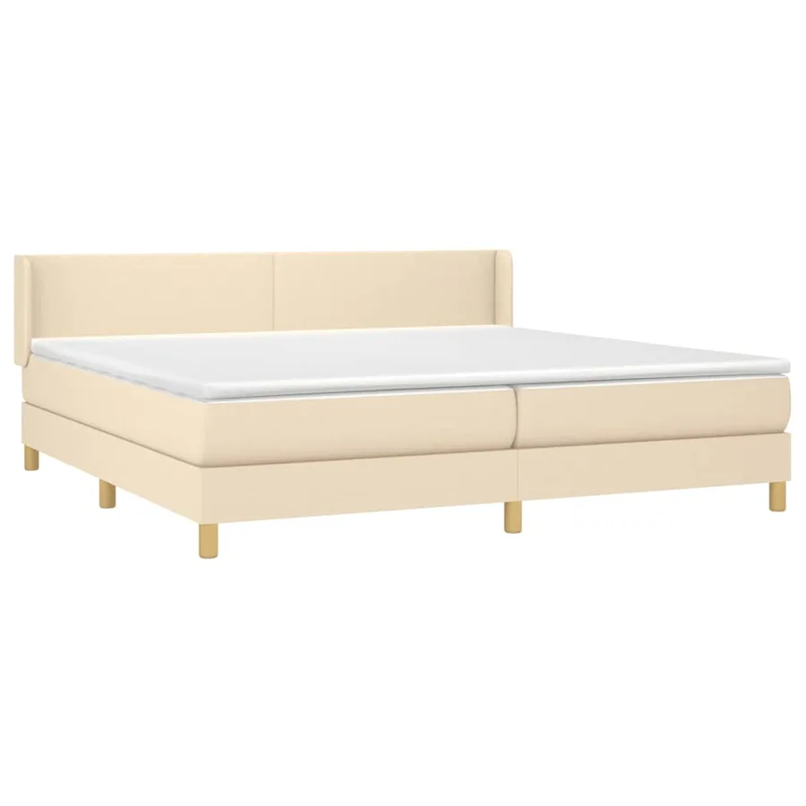 Sommier à lattes de lit avec matelas Crème 200x200 cm Tissu - 3