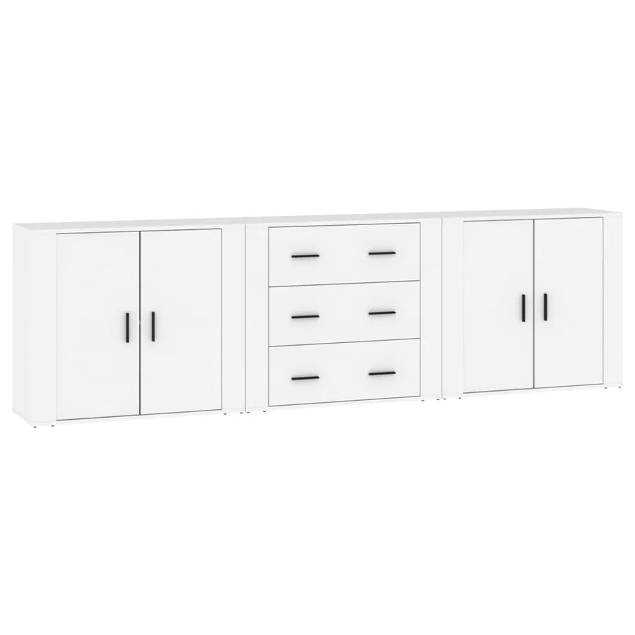 Buffets 3 pcs Blanc Bois d'ingénierie - 2