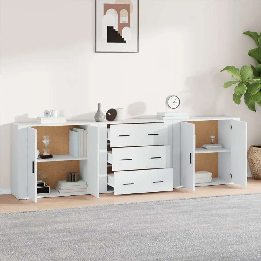 Buffets 3 pcs Blanc Bois d'ingénierie - 3
