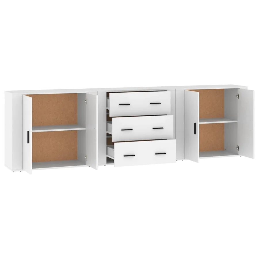 Buffets 3 pcs Blanc Bois d'ingénierie - 5