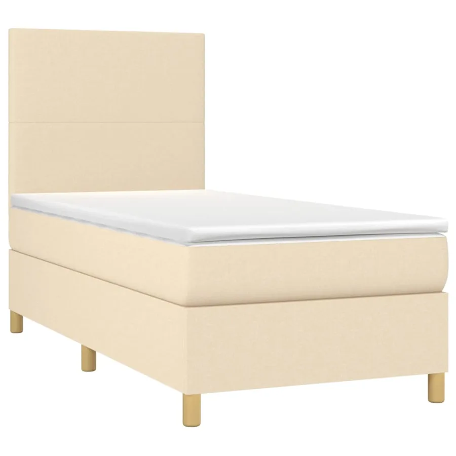 Sommier à lattes de lit avec matelas Crème 100x200 cm Tissu - 3