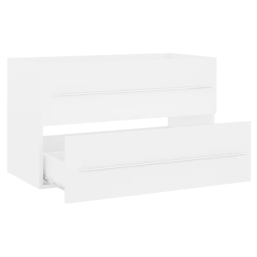Armoire d'évier avec lavabo intégré Blanc Aggloméré - 8