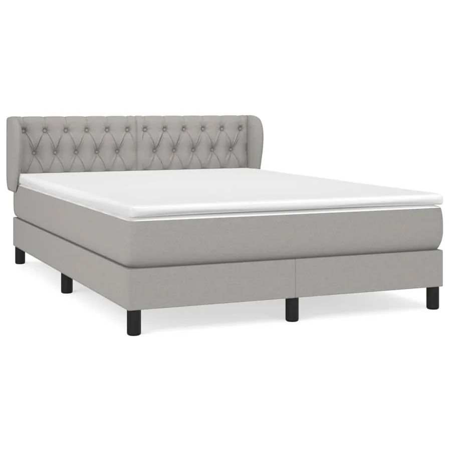 Sommier à lattes de lit avec matelas Gris clair 140x190cm Tissu - 2