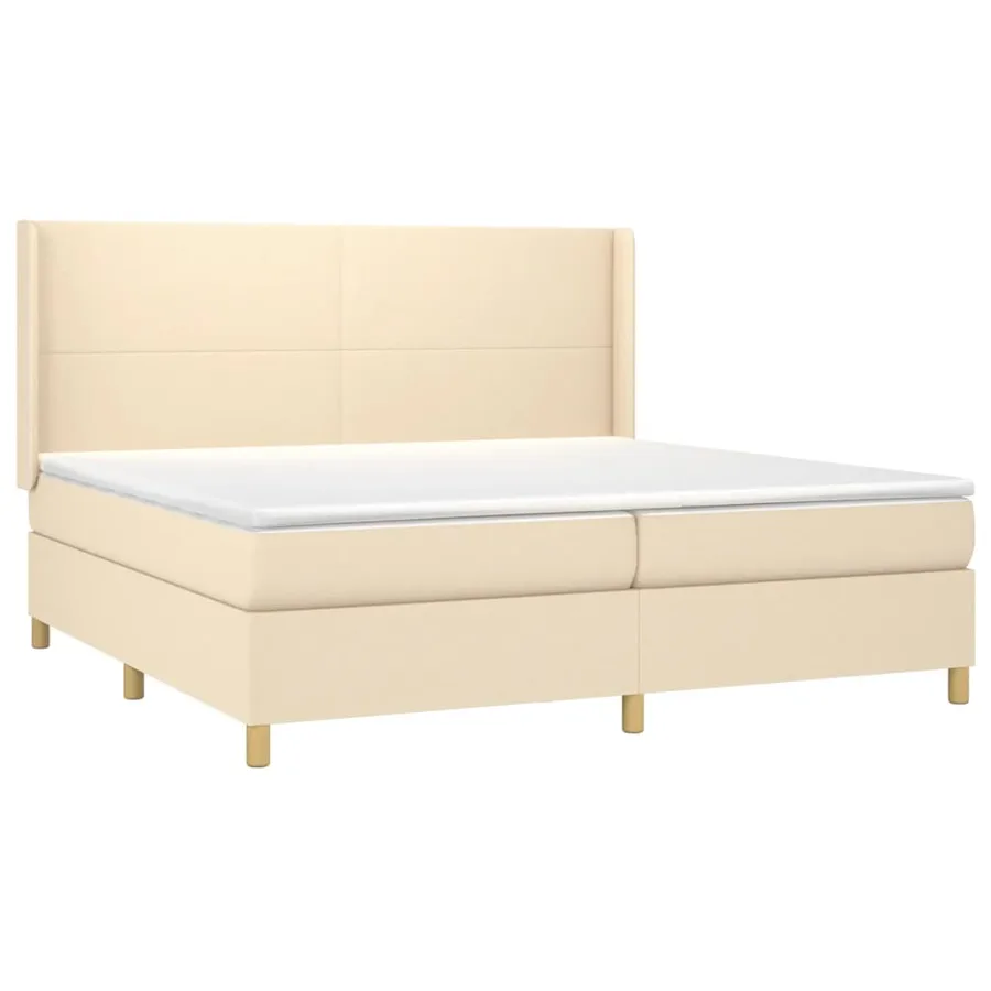 Sommier à lattes de lit matelas et LED Crème 200x200 cm Tissu - 4