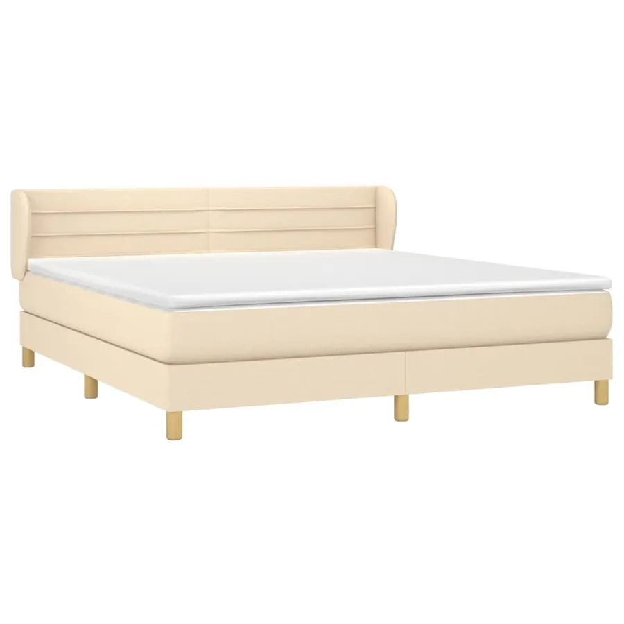 Sommier à lattes de lit avec matelas Crème 160x200 cm Tissu - 3