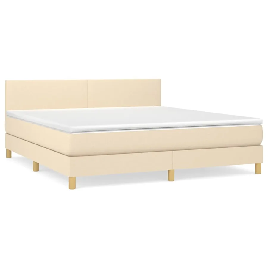 Sommier à lattes de lit avec matelas Crème 160x200 cm Tissu - 2