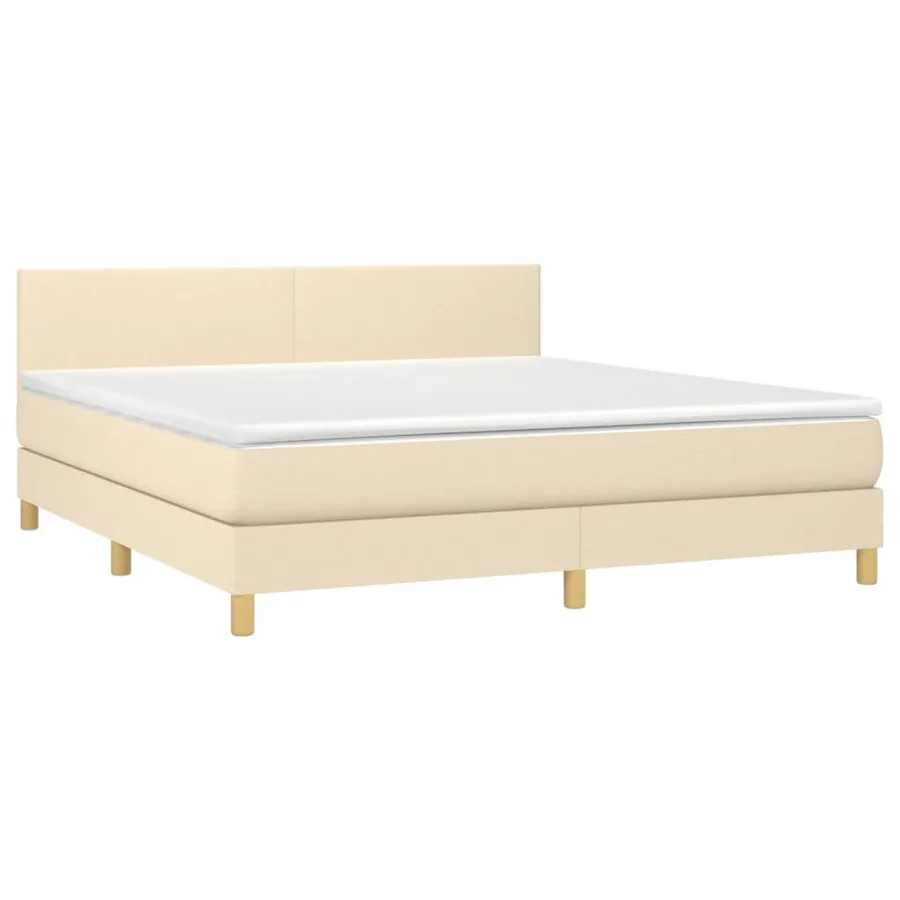 Sommier à lattes de lit avec matelas Crème 160x200 cm Tissu - 3