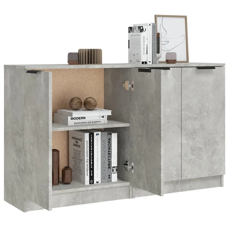 Buffets 2 pcs Gris béton 60x30x70 cm Bois d'ingénierie - 5