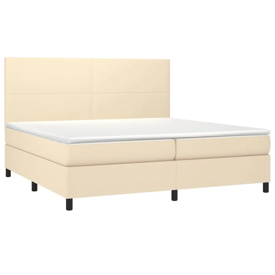 Sommier à lattes de lit et matelas et LED Crème 200x200cm Tissu - 3