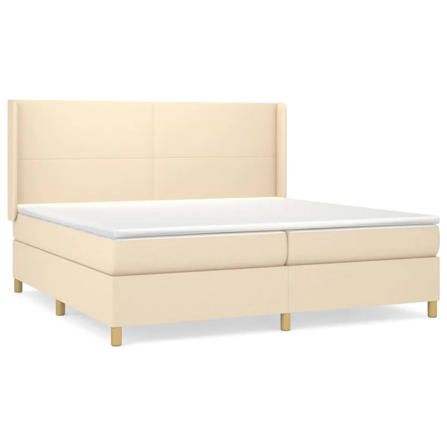 Sommier à lattes de lit avec matelas Crème 200x200 cm Tissu - 2