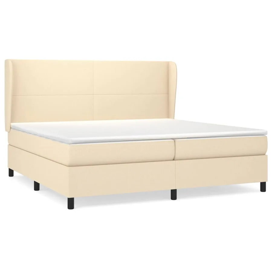 Sommier à lattes de lit avec matelas Crème 200x200 cm Tissu - 2