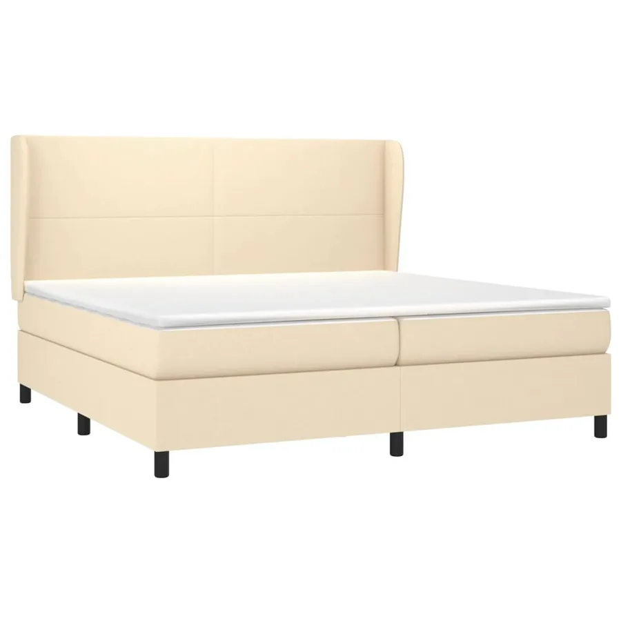 Sommier à lattes de lit avec matelas Crème 200x200 cm Tissu - 3