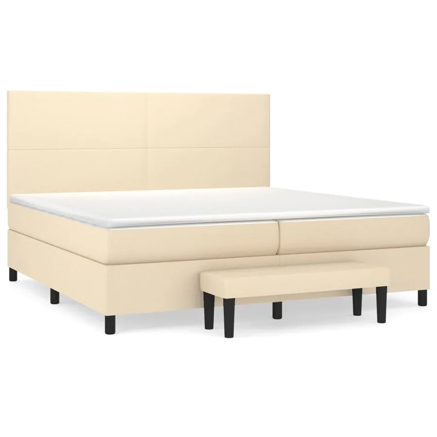 Sommier à lattes de lit avec matelas Crème 200x200 cm Tissu - 2