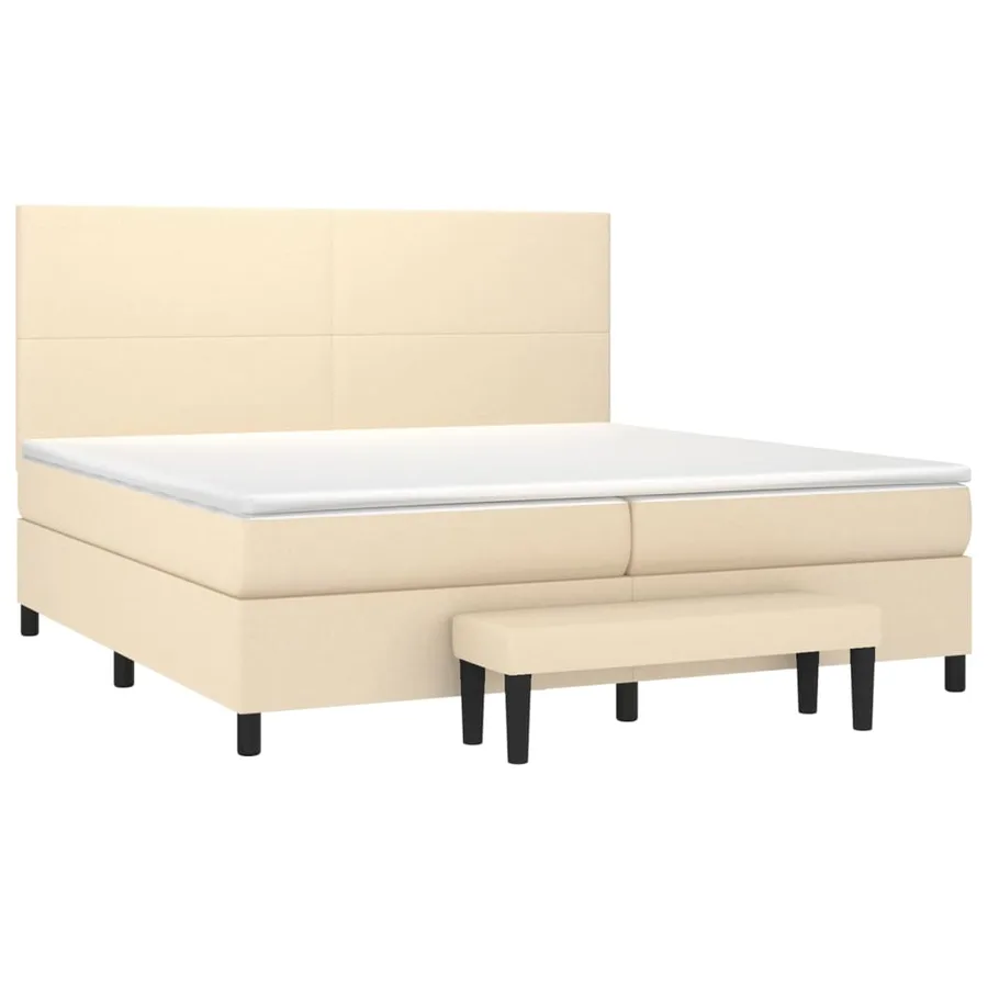 Sommier à lattes de lit avec matelas Crème 200x200 cm Tissu - 3