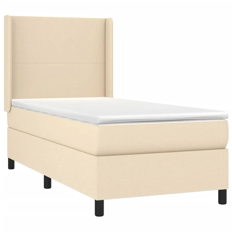 Sommier à lattes de lit avec matelas Crème 100x200 cm Tissu - 3
