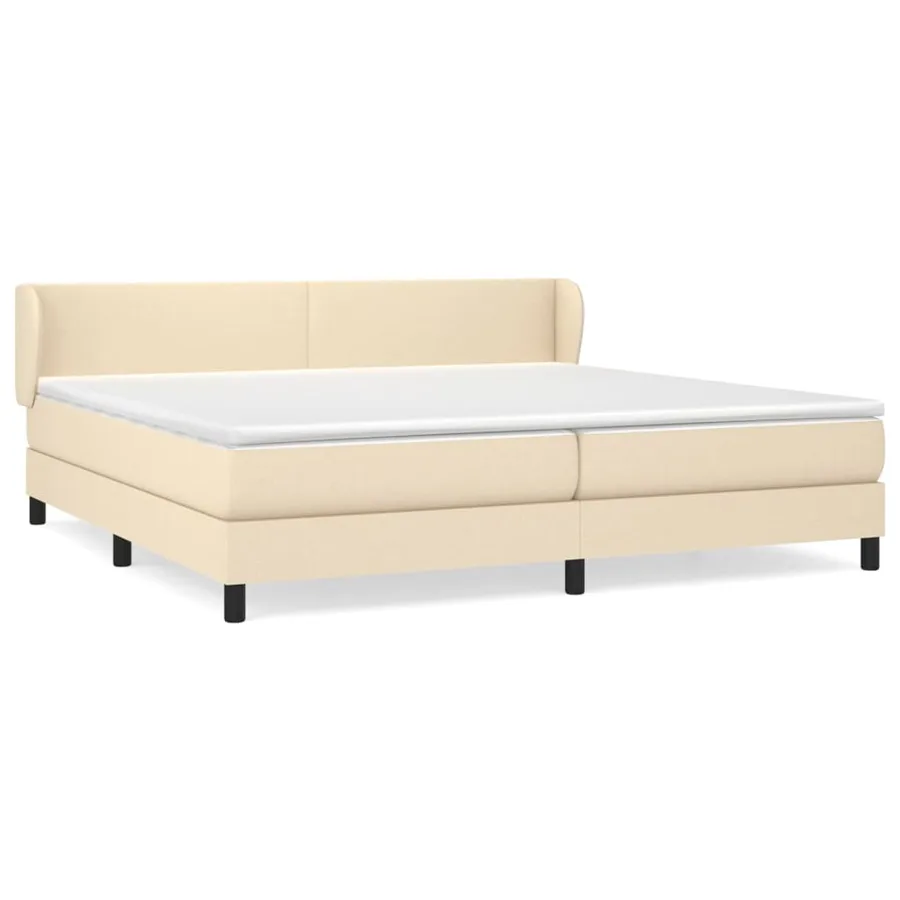 Sommier à lattes de lit avec matelas Crème 200x200 cm Tissu - 2