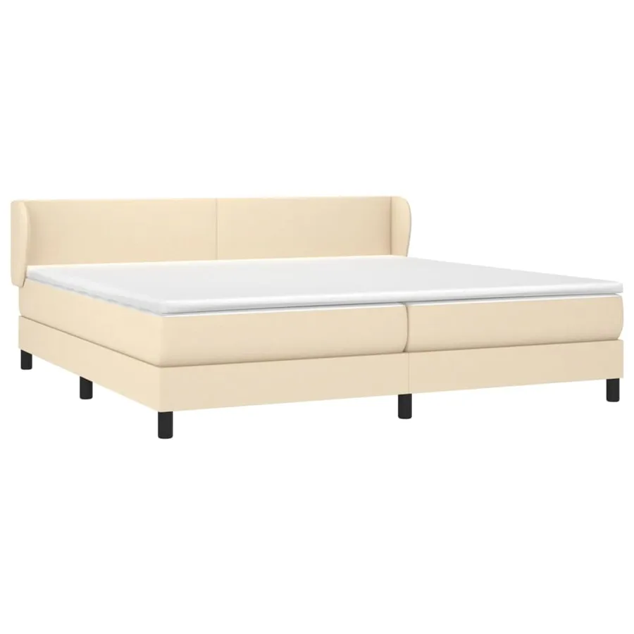 Sommier à lattes de lit avec matelas Crème 200x200 cm Tissu - 3