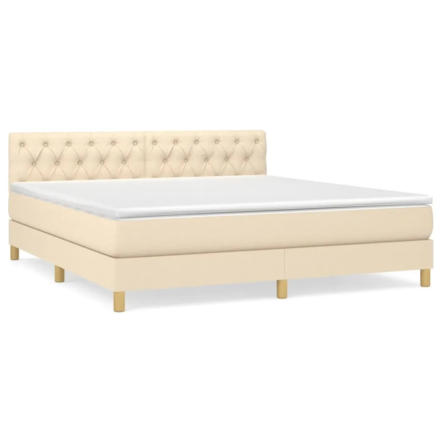 Sommier à lattes de lit avec matelas Crème 160x200 cm Tissu - 2