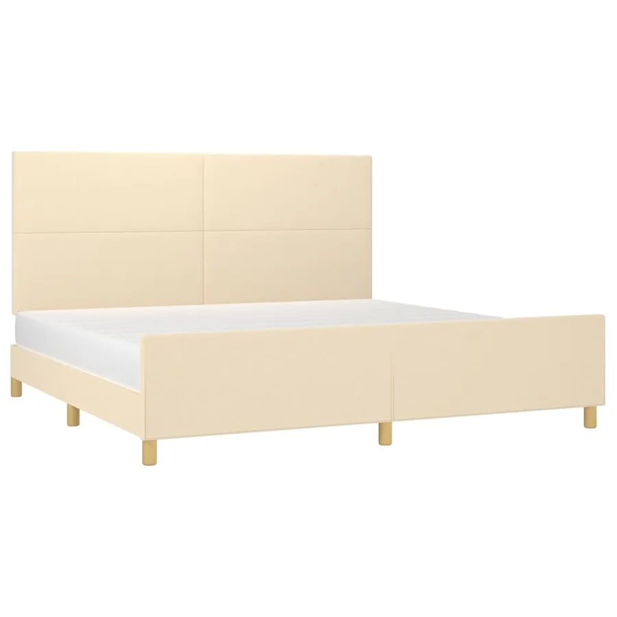 Cadre de lit sans matelas crème 200x200 cm tissu - 3