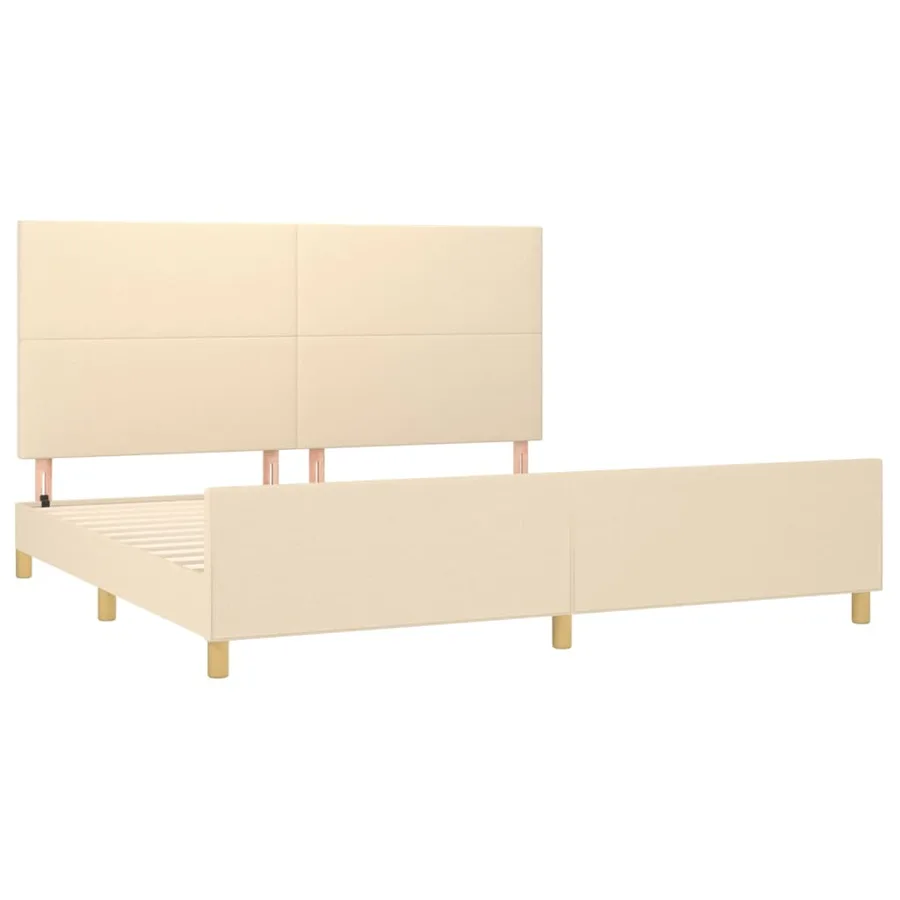 Cadre de lit sans matelas crème 200x200 cm tissu - 4