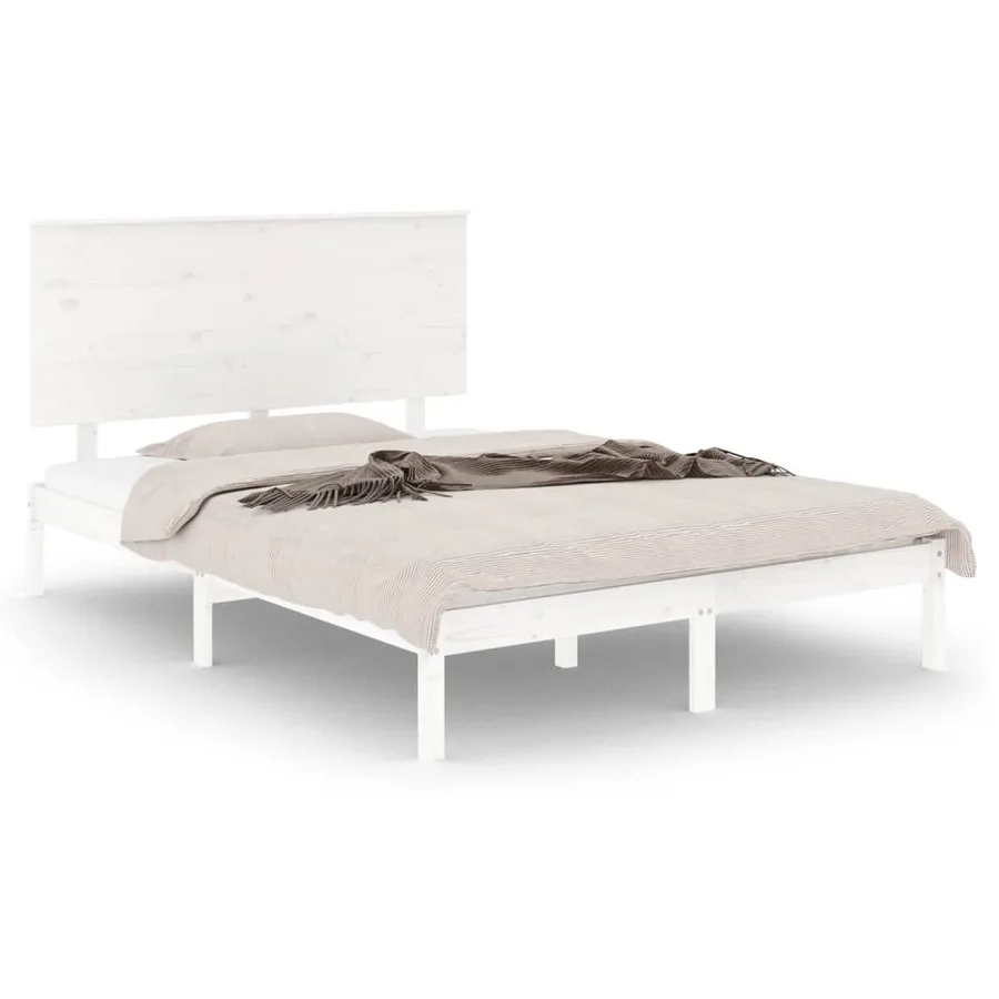 Cadre de lit sans matelas blanc 120x200 cm bois de pin massif - 2