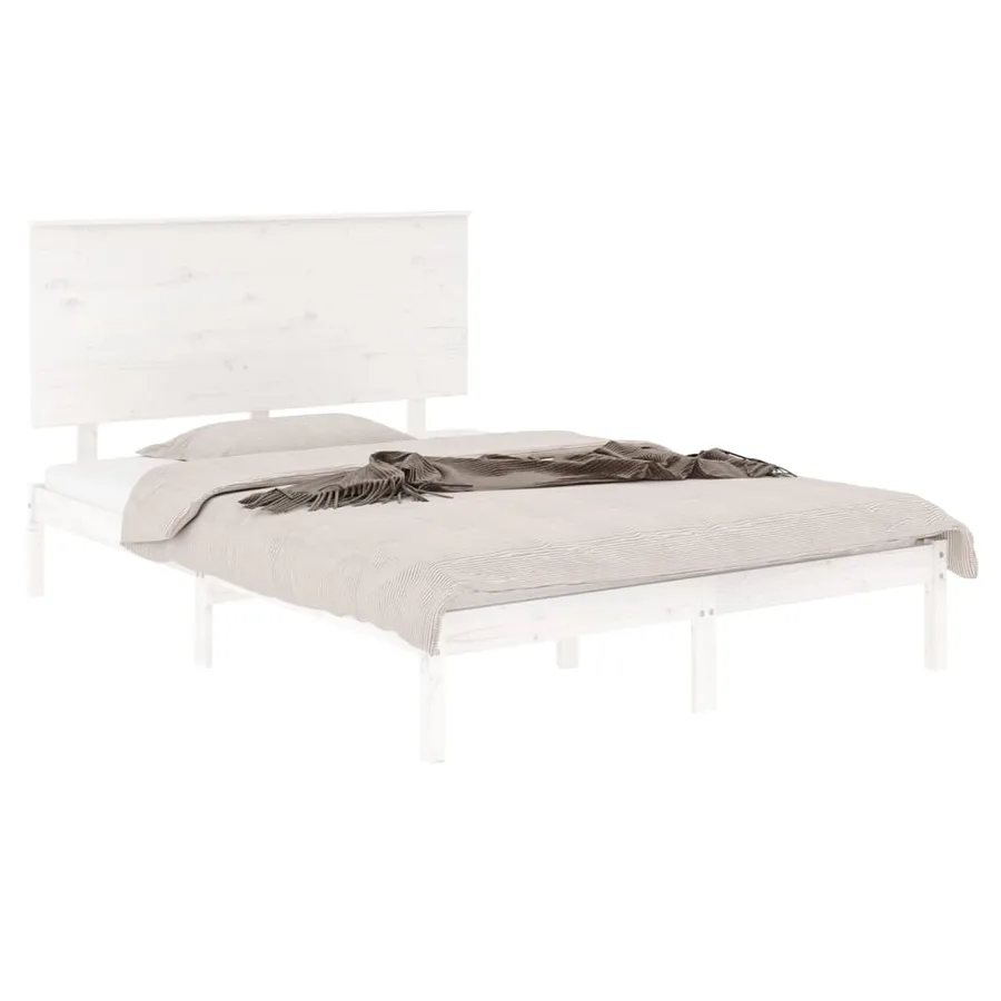 Cadre de lit sans matelas blanc 120x200 cm bois de pin massif - 3