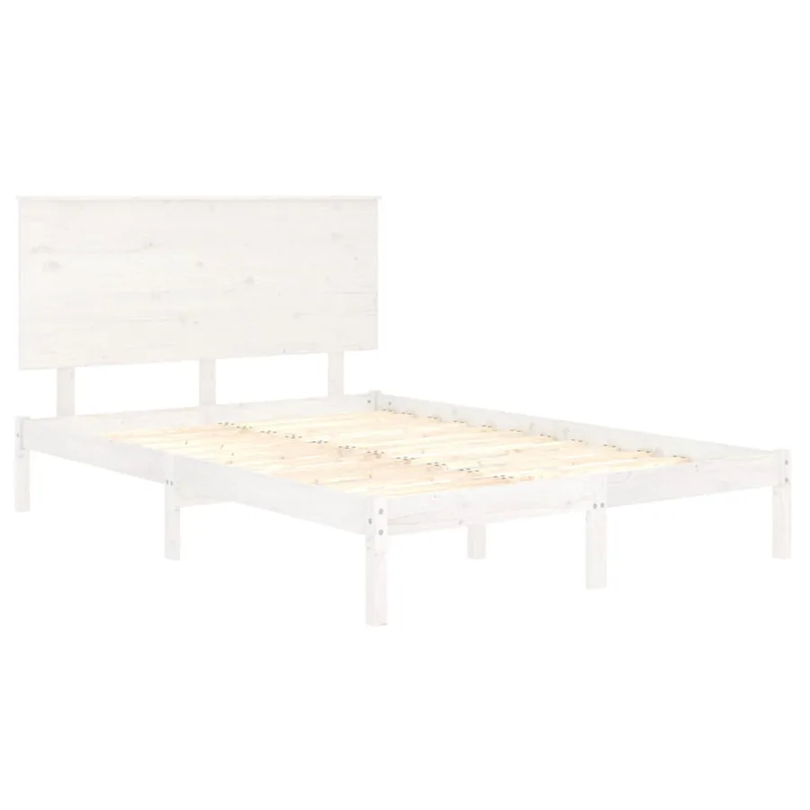 Cadre de lit sans matelas blanc 120x200 cm bois de pin massif - 4