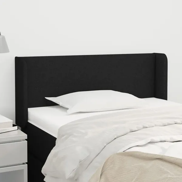 Tête de lit avec oreilles Noir 103x16x78/88 cm Tissu