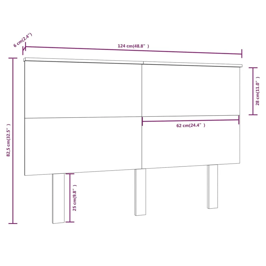 Tête de lit Blanc 124x6x82,5 cm Bois massif de pin - 6
