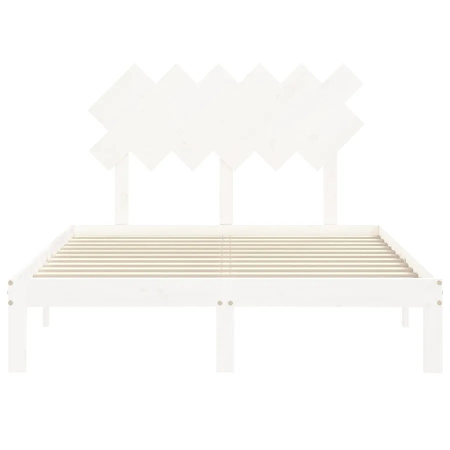 Cadre de lit sans matelas blanc bois de pin massif - 6