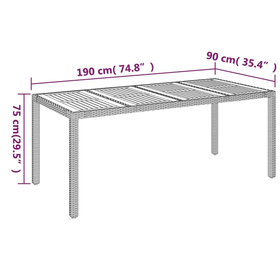 Ensemble à manger jardin et coussins 7 pcs gris rotin - 12