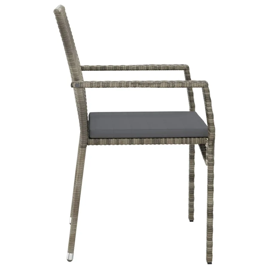 Ensemble à manger jardin et coussins 7 pcs gris rotin - 6