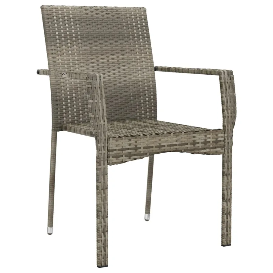 Chaises de jardin avec coussins lot de 2 Résine tressée Gris - 4