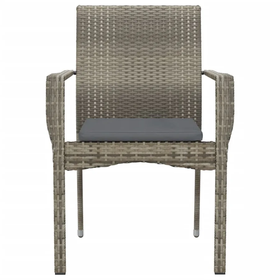 Chaises de jardin avec coussins lot de 2 Résine tressée Gris - 5